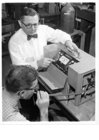 Researcher and subject testing the Alcometer